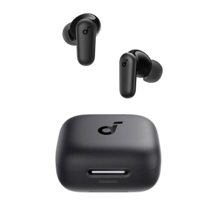 نمای رسمی و نزدیک از ایرباد بی سیم انکر مدل Anker Soundcore R50i NC رنگ مشکی با پس زمینه سفید